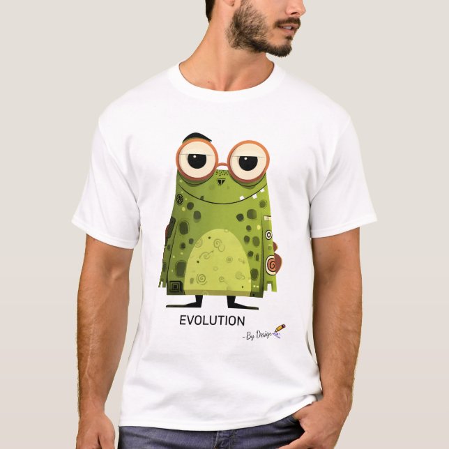 T-shirt Grenouille verte avec des lunettes | ÉVOLUTION - P (Devant)
