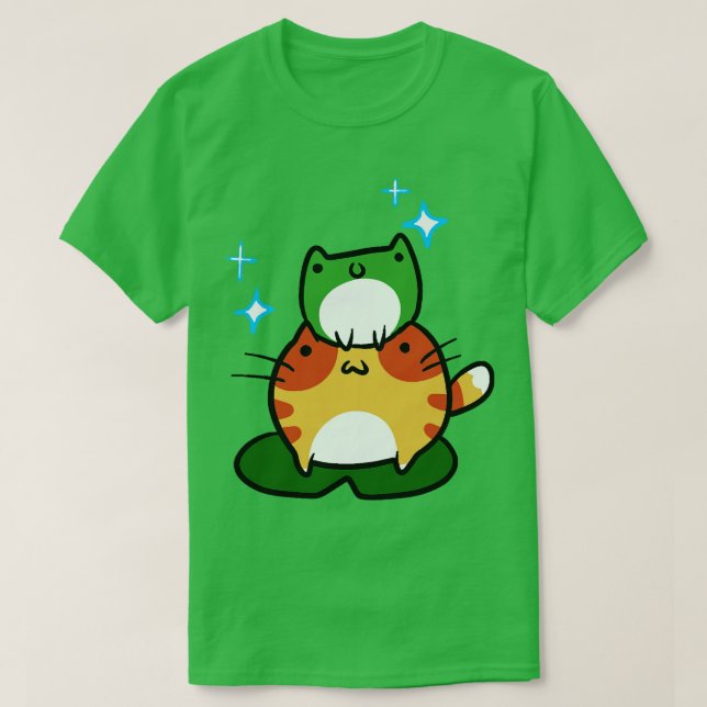T-shirt Grenouille verte et grenouille à soupe orange (Design devant)