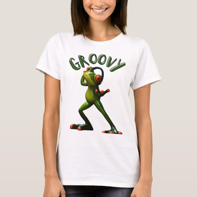 T-shirt Grenouille Verte Groovy (Devant)
