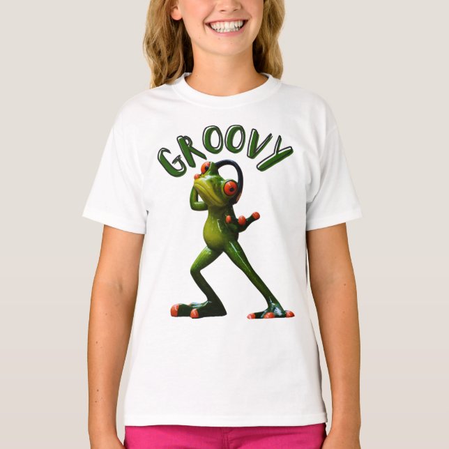 T-shirt Grenouille verte groovy (Devant)