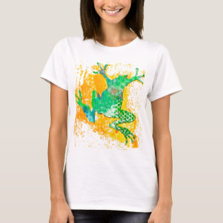 T-shirt Grenouille verte mignonne moderne d'aquarelle