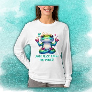 T-shirt Grenouille verte moderne Inhale Exhale