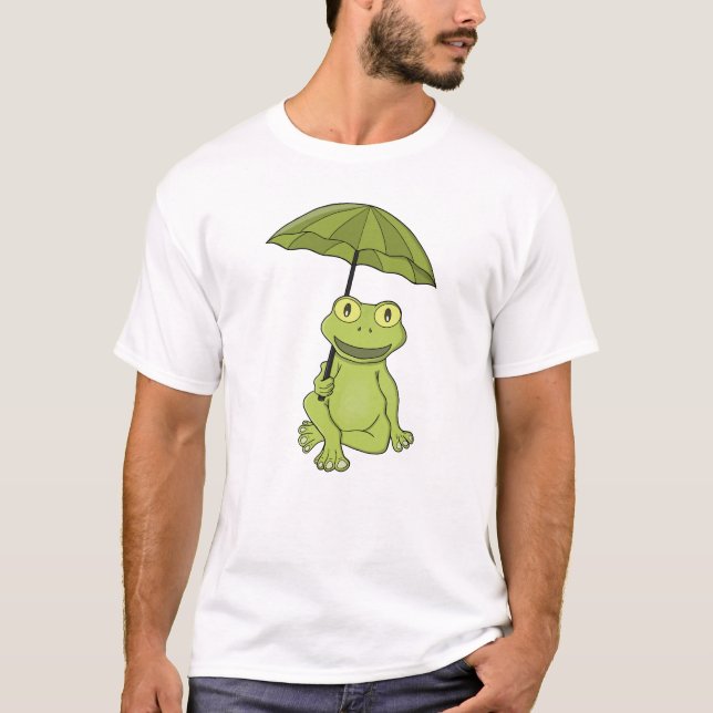 T-shirt Grenouille verte sous parapluie (Devant)