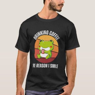 T-shirt Grenouille vintage Cute Boit Café La raison pour l