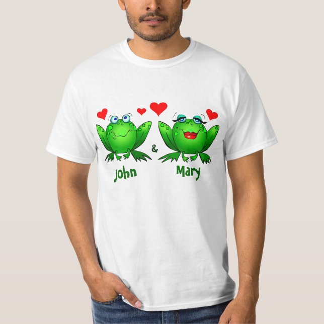 T-shirt Grenouilles dans des noms d'amants d'amour (Devant)