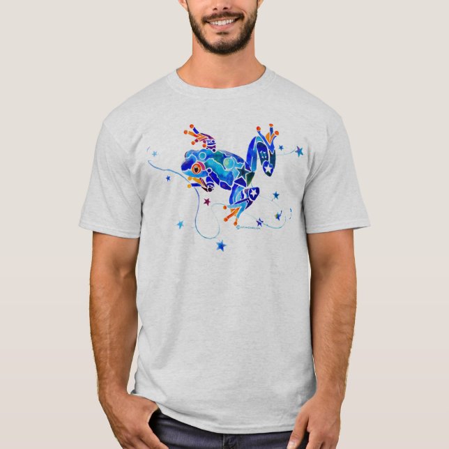 T-SHIRT GRENOUILLES D'ARBRE BLEUES FOLLES (Devant)