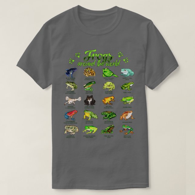 T-shirt Grenouilles du monde espèce de grenouille (Design devant)