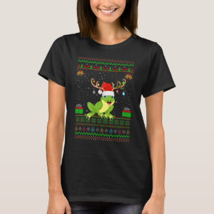 T-shirt Grenouilles Reindeer Santa Hat Correspondant Froid