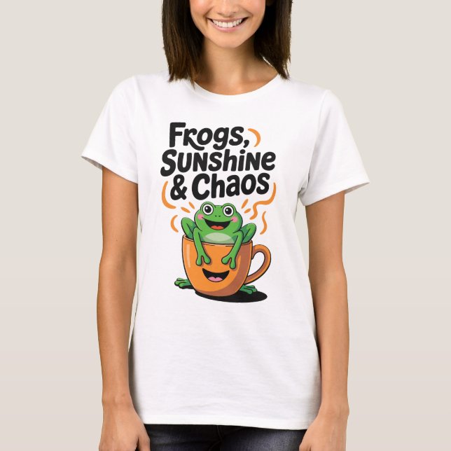 T-shirt Grenouilles, soleil et chaos - Cute Frog en Coffee (Devant)