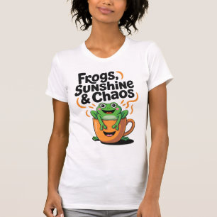 T-shirt Grenouilles, soleil et chaos - Cute Frog en Coffee
