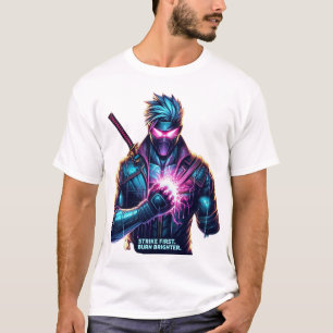 T-shirt Grève D'Abord. Brûle plus fort." Cyberpunk Anime F