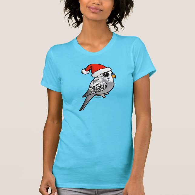 T-shirt Grey Budgie Santa Claus (Devant)