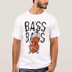 T-shirt Grey Cat Jouer une contrebasse ou une basse debout