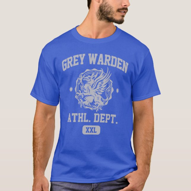 T-shirt Grey Warden Athletic Department Dragon Age Gym Sty (Devant)