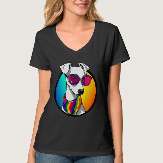 T-shirt Greyhound chien animal de compagnie avec LGBTQ+ Fi (Devant)