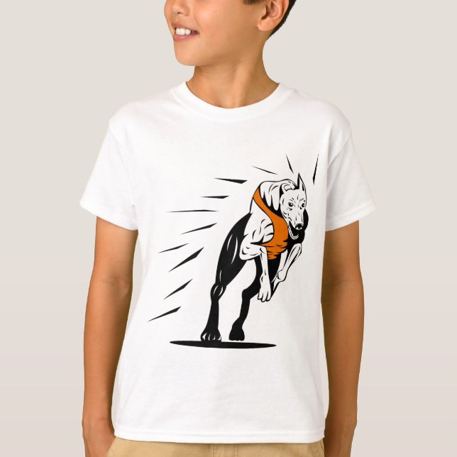 T-shirt greyhound chien course rétro (Devant)