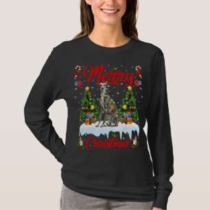 T-shirt Greyhound Dog Lights Xmas Tree Père Noël Greyhound
