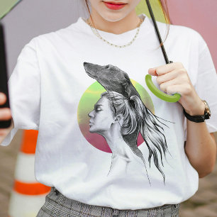 T-shirt Greyhound et femme Portrait Amoureux des chiens Ar