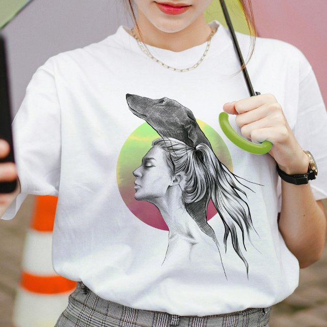 T-shirt Greyhound et femme Portrait Amoureux des chiens Ar (Créateur téléchargé)