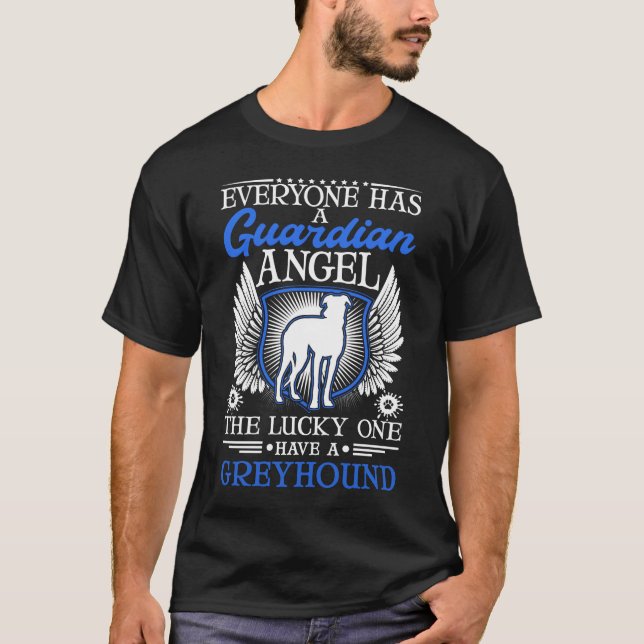 T-shirt Greyhound Guardian Angel British (Devant)