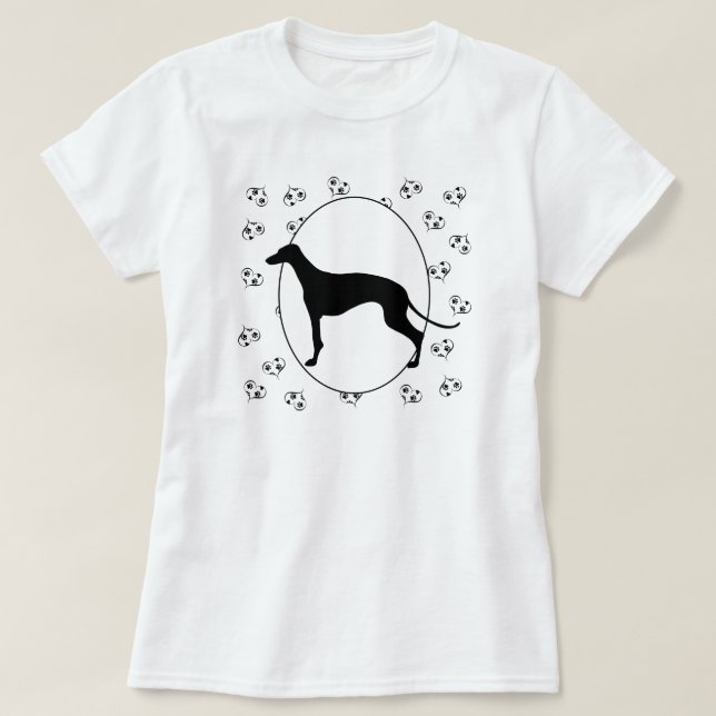 T-shirt Greyhound Hearts and Pawprints (Design devant)