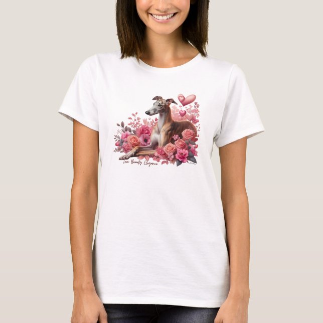 T-shirt Greyhound, Whippet, Iggy ou Galgo Romantique (Devant)
