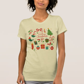 T-shirt Gribouillages de Noël minimalistes élégants dessin