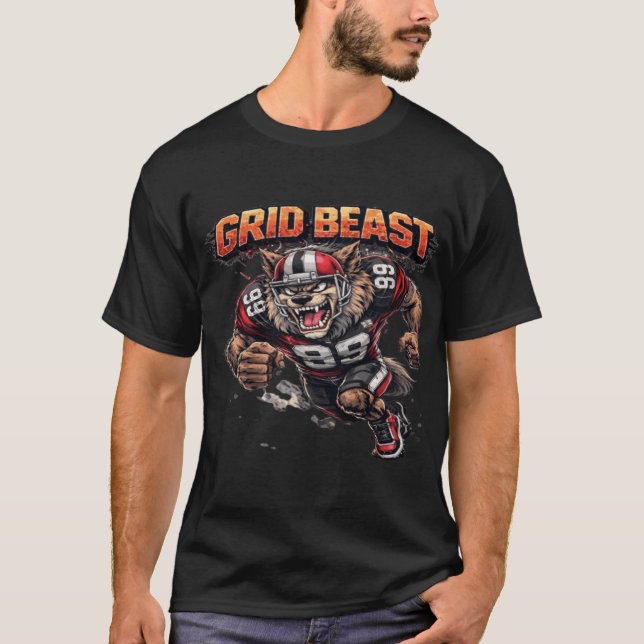 T-shirt Grid Beast American Football Player Graphic (Devant)