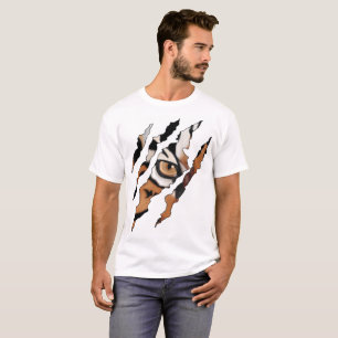 T-shirt Griffe de tigre déchirée par le tee - shirt