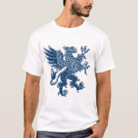T-shirt Griffin - Style bleu Indigo<br><div class="desc">Un motif héraldique héraldique de style boisé audacieux</div>
