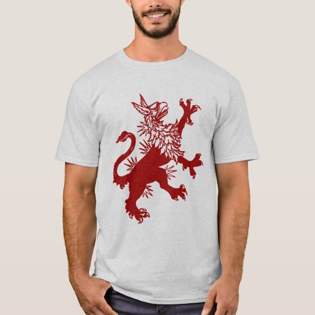 T-shirt Griffon rouge - Gryphon médiéval (Devant)