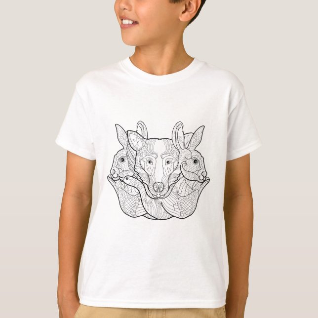 T-shirt Griffonnage animal de groupe (Devant)