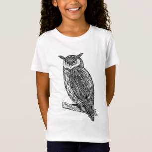 T-Shirt Griffonnage animal de hibou de totem sauvage