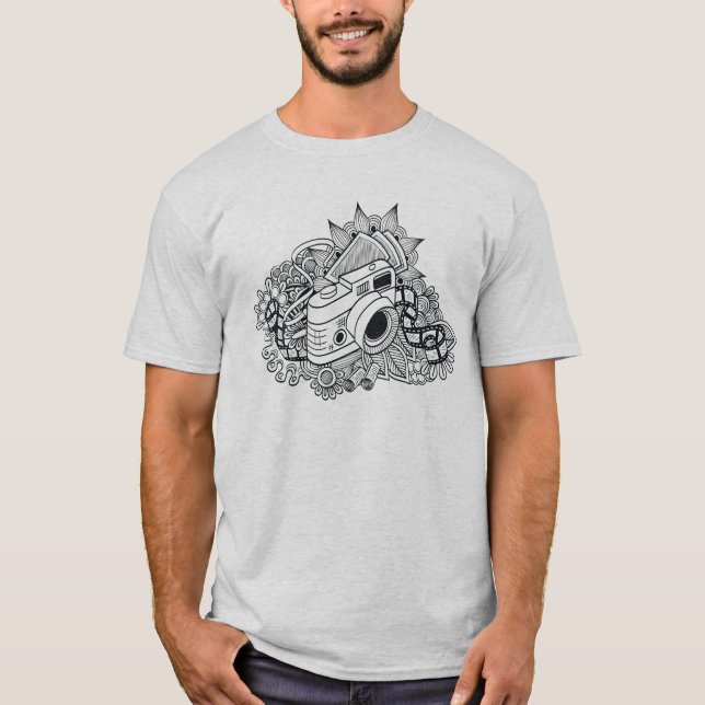 T-shirt Griffonnage d'appareil-photo de hippie (Devant)