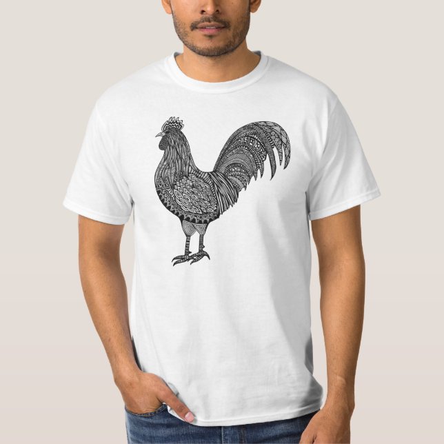 T-shirt griffonnage de coq (Devant)