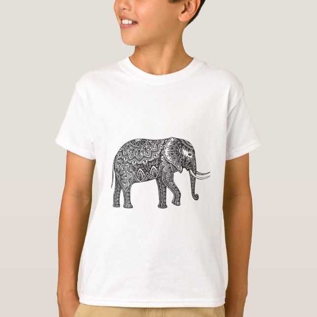 T-shirt Griffonnage d'éléphant d'imaginaire (Devant)