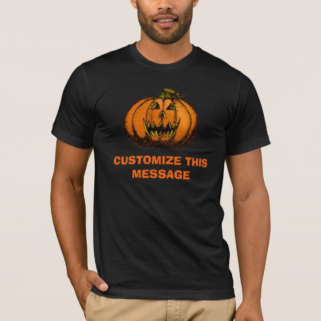 T-shirt Griffonnage heureux de citrouille de Halloween (Devant)