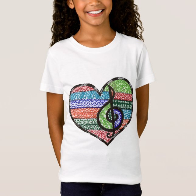 T-Shirt Griffonnage personnalisable de clef triple de (Devant)