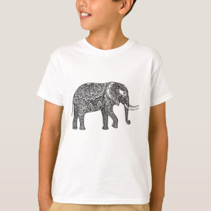 T-shirt Griffonnage stylisé d'éléphant d'imaginaire
