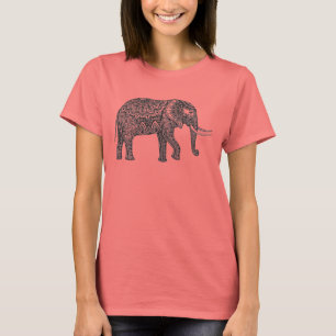 T-shirt Griffonnage stylisé d'éléphant d'imaginaire