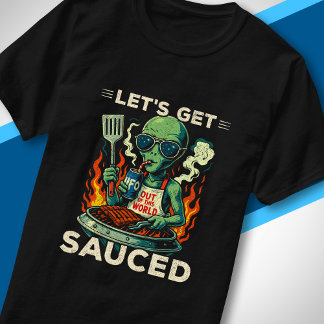 T-shirt Gril de BBQ UFO Fête de cuisine Se Faire Saucer Dr