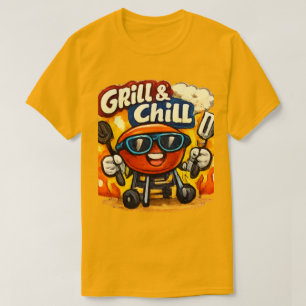T-shirt Grill and Chill BBQ T-shirt drôle