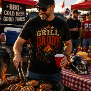 T-shirt Grill Daddy BBQ Rétro barbecue du père grill