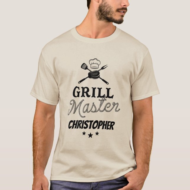 T-shirt Grill Master Fête des pères personnalisée BBQ (Devant)