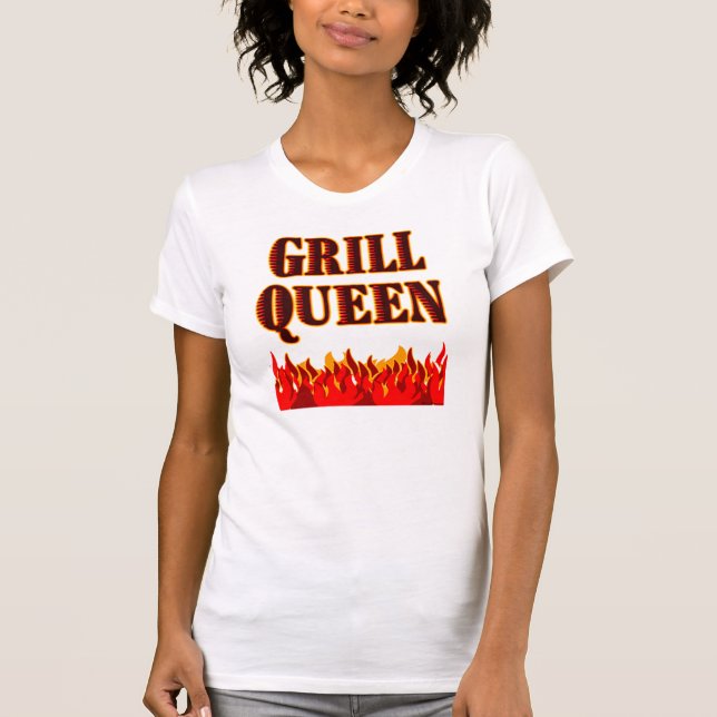 T-shirt Grill Queen Funny BBQ Dit (Devant)