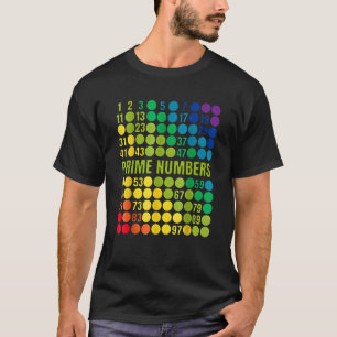 T-shirt Grille de nombres premiers arc-en-ciel drôle profe