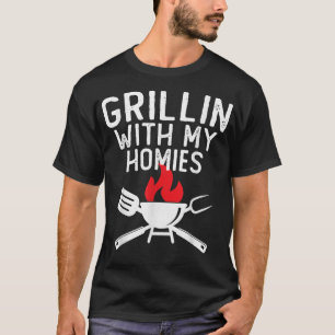 T-shirt Grillin Avec Mes Hommes Drôle Distress Retro BBQ