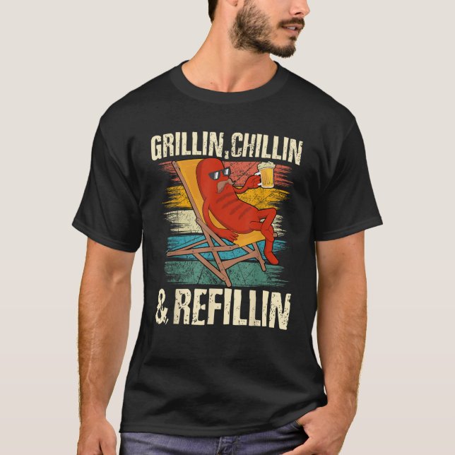 T-shirt Grillin Chillin Refillin Grill Master Papa Bière G (Devant)