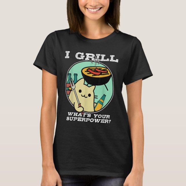 T-shirt Grilling de chats Superpuissance Camping Bbq Funny (Devant)