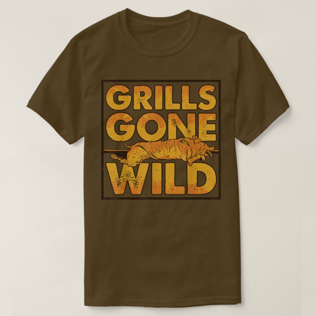 T-shirt Grills est passé Wild BBQ Pig Rôti Barbecue (Design devant)